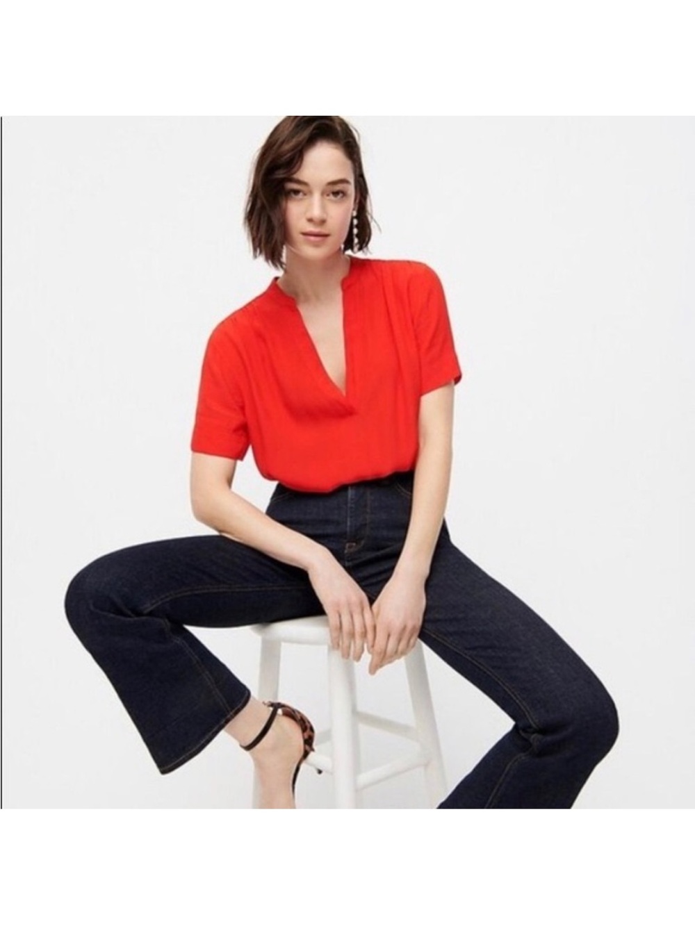 J. Crew Pop Over Short-Sleeve Top in Vibrant Red